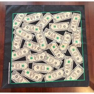 Vintage Money Print Bandana 80s Springs Industries USA Currency RN15582